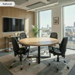 Rackhams Premium Solid Oak Round Meeting Room Table - 100cm - thumbnail 3