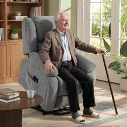 Rackhams Power Lift Recliner Chair, Reclining Chair with Massage - Light Grey - Recliner Armchair Lift Chair