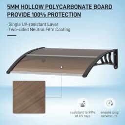 Rackhams Outdoor Window Door Canopy with Awning Porch UV Water Cover Brown - White - 75cm x 120cm x 23cm - thumbnail 4