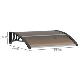 Rackhams Outdoor Window Door Canopy with Awning Porch UV Water Cover Brown - White - 75cm x 120cm x 23cm - thumbnail 6