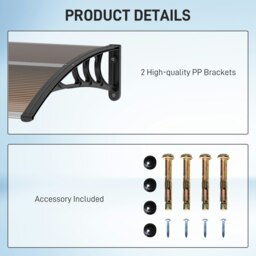 Rackhams Outdoor Window Door Canopy with Awning Porch UV Water Cover Brown - White - 75cm x 120cm x 23cm - thumbnail 5
