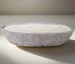 Rackhams Multi Wick Concrete Oval Loaf Bowl Candle - Wild Fig & Oakmoss - thumbnail 6