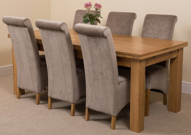Rackhams Richmond Large Oak Extending Dining Table with Montana Fabric Chairs - 6 chairs - Grey - image 1