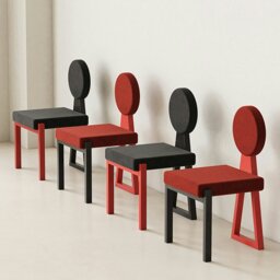 Rackhams Adetokunbo Accent Dining Chair, Black & Red - Style C - thumbnail 4