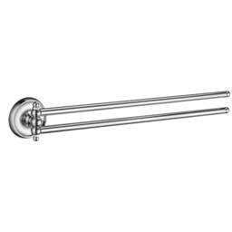 "Rackhams Polished Chrome Swing Arm Double Towel Rail 44cm/17.3"" Wall Mounted with Concealed Screws Bathroom Towel Holder"