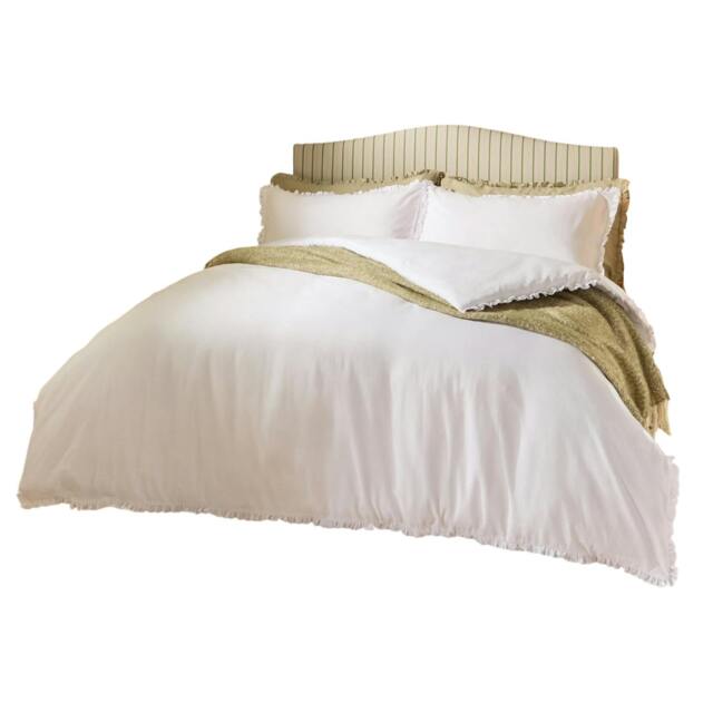 Rackhams Tilly Ruffles Cotton Duvet Cover Set - White - Single - White - 100% Cotton - image 1