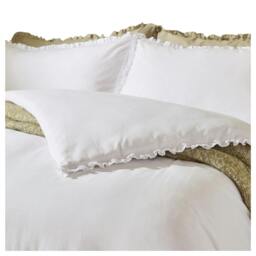 Rackhams Tilly Ruffles Cotton Duvet Cover Set - White - Single - White - 100% Cotton - thumbnail 3