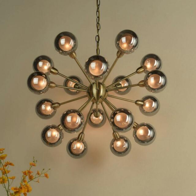 Rackhams Ornella 18-Light Antique Brass and Glass Pendant - image 1