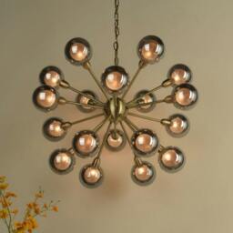 Rackhams Ornella 18-Light Antique Brass and Glass Pendant - thumbnail 1