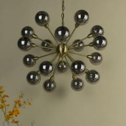 Rackhams Ornella 18-Light Antique Brass and Glass Pendant - thumbnail 2
