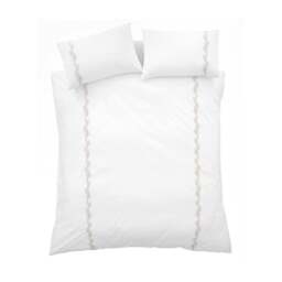 Rackhams Camille Embroidered Floral 200 Thread Count Cotton Duvet Cover Set White / Pink - Single - White / Pink - thumbnail 5