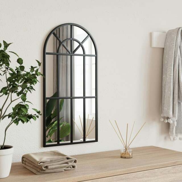 Rackhams Wall Mirror Black 30x60 cm Arch Iron