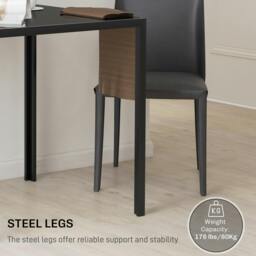 Rackhams Modern Square Dining Table with Tempered Glass Top Metal Legs - Black - 75 - Powder coated steel - thumbnail 5