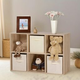Rackhams 6 Cube Storage Unit Bookcase Oak - thumbnail 1