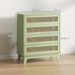 "Rackhams ""Exquisite rattan design of drawer surface"",""4 drawers offer lots of storage"",""Table top can place things you want to display"" - 95" - thumbnail 5