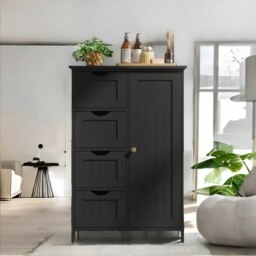 Rackhams Industrial Kitchen Bakers Rack With Storage Shelves and Cabinet Brown - thumbnail 4