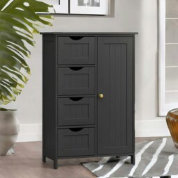 Rackhams Industrial Kitchen Bakers Rack With Storage Shelves and Cabinet Brown - thumbnail 3