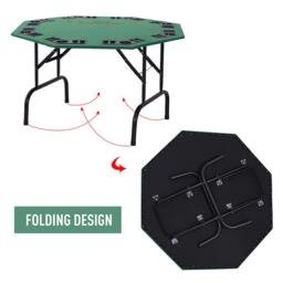 Rackhams 8 Player Folding Games Poker Table Chip Cup Holder Steel Base Green - 120cmx120cmx70cm - Green/Black - MDF, Lint Felt, ABS, Steel - thumbnail 5