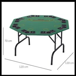 Rackhams 8 Player Folding Games Poker Table Chip Cup Holder Steel Base Green - 120cmx120cmx70cm - Green/Black - MDF, Lint Felt, ABS, Steel - thumbnail 3