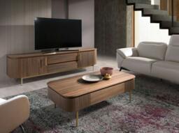 Rackhams TV Stand Walnut and Golden Polished Steel 3227 - thumbnail 6