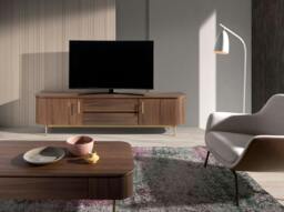 Rackhams TV Stand Walnut and Golden Polished Steel 3227 - thumbnail 3