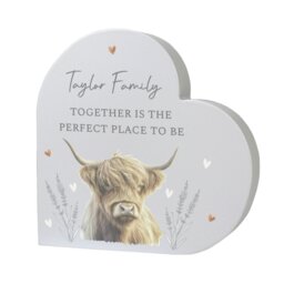 Rackhams Personalised Highland Wooden Heart Ornament