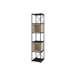 Rackhams Modern Vale Mini Bookcase Versatile Display Unit 5-Tier Metal Frame 2 Adjustable Shelf 18mm (Black Wood) - Sandstone - thumbnail 3