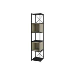 Rackhams Modern Vale Mini Bookcase Versatile Display Unit 5-Tier Metal Frame 2 Adjustable Shelf 18mm (Black Wood) - Sandstone - thumbnail 2