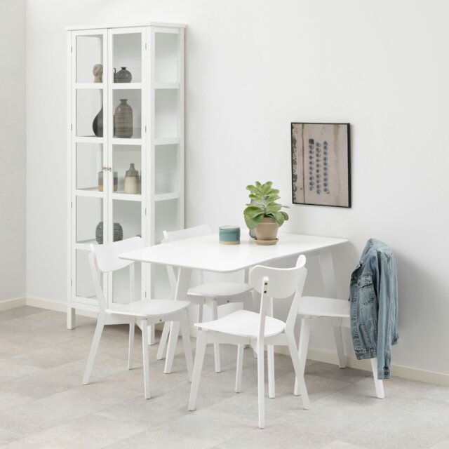 Rackhams Roxby Square Dining Table in White Included 4 Roxby Dining Chair in White - White - No - White - image 1