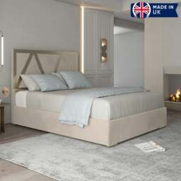 Rackhams Alison Upholstered Soft Velvet Metal Bed Frame - Cream - Silver - Double - thumbnail 4