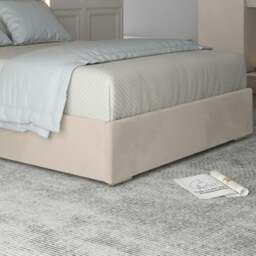 Rackhams Alison Upholstered Soft Velvet Metal Bed Frame - Cream - Silver - Double - thumbnail 3