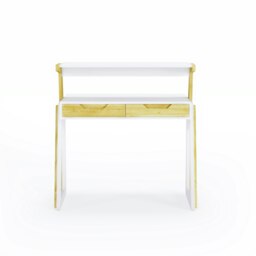 Rackhams Palmer Adjustable Office Desk in White / Oak - thumbnail 3