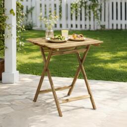 Rackhams Outdoor Coffee Table Foldable Wooden Garden Table Natural Wood - 1 - 62W x 60D x 73H cm - 60 - thumbnail 1