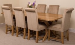 Rackhams Vermont Cross Leg Oak Extending Dining Table with Washington Fabric Chairs - 6 chairs - Grey - thumbnail 5