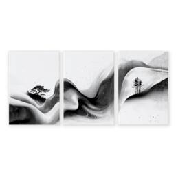 Rackhams Modern Wall Art Living Room - Set of 3 Asian Inspired Wall art Prints - 16 x 22 inches / 40.65 cm x 56 cm - Polyester Canvas 260 gsm - Canvas wrapped