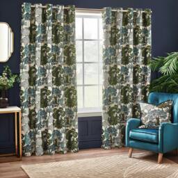 Rackhams Woodlands Jacquard Floral Eyelet Curtains - Green - 229cm x 137cm - Green - 100% Polyester - thumbnail 4