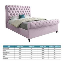 Rackhams Sienna Sleigh Upholstered Soft Velvet Bed Frame - Pink - Black - Small single - thumbnail 5