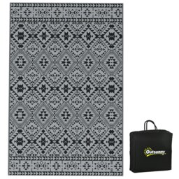 Rackhams Reversible Waterproof Outdoor Rug W/ Carry Bag, 182 x 274cm, Black - thumbnail 2