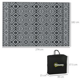 Rackhams Reversible Waterproof Outdoor Rug W/ Carry Bag, 182 x 274cm, Black - thumbnail 5