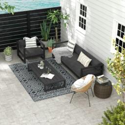 Rackhams Reversible Waterproof Outdoor Rug W/ Carry Bag, 182 x 274cm, Black - thumbnail 1
