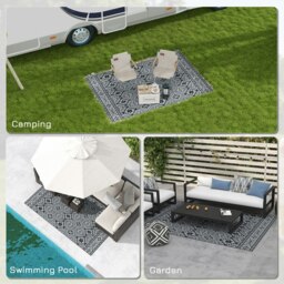 Rackhams Reversible Waterproof Outdoor Rug W/ Carry Bag, 182 x 274cm, Black - thumbnail 4