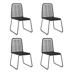 Rackhams Outdoor Chairs 4 pcs Poly Rattan Black - thumbnail 1