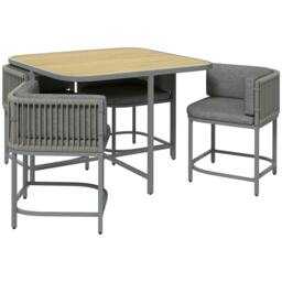 Rackhams 4-Seater Rattan Cube Garden Furniture Set with Cushions - Grey - thumbnail 1