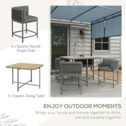 Rackhams 4-Seater Rattan Cube Garden Furniture Set with Cushions - Grey - thumbnail 4