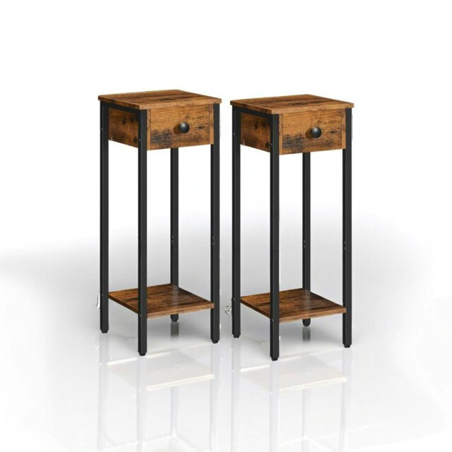 Rackhams Set of 2 Slim Bedside Table with Drawer - image 1