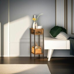 Rackhams Set of 2 Slim Bedside Table with Drawer - thumbnail 5
