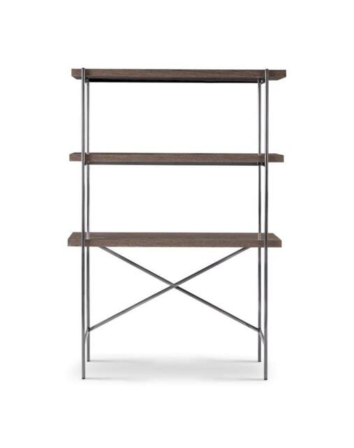 Rackhams Adriana Bookshelves With Desk - Weathered Oak - Dark Chrome - Weathered Oak - image 1