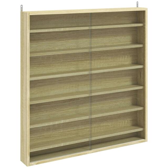Rackhams Six Shelf Display Cabinet, with Glass Doors - Oak