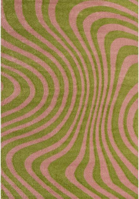 Rackhams Joli Striped Green & Pink Rug - 120X170 cm - image 1
