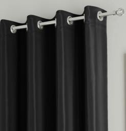 "Rackhams Black Plain Supersoft Thermal Room Darkening Eyelet Curtain - Pair for Living Room & Bedrooms - 46"" (117cm) Width x 72"" (183cm) Drop" - thumbnail 3